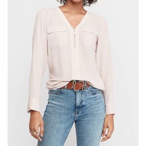 Express Blush Pink Half Zip Blouse | Medium